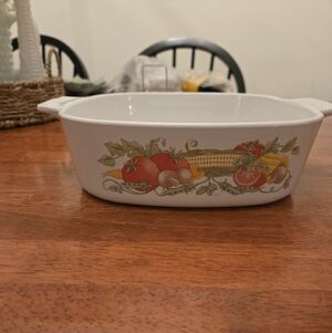 Vintage Corning Ware casserole dish in the Garden Harvest pattern 1 Qt. No Lid